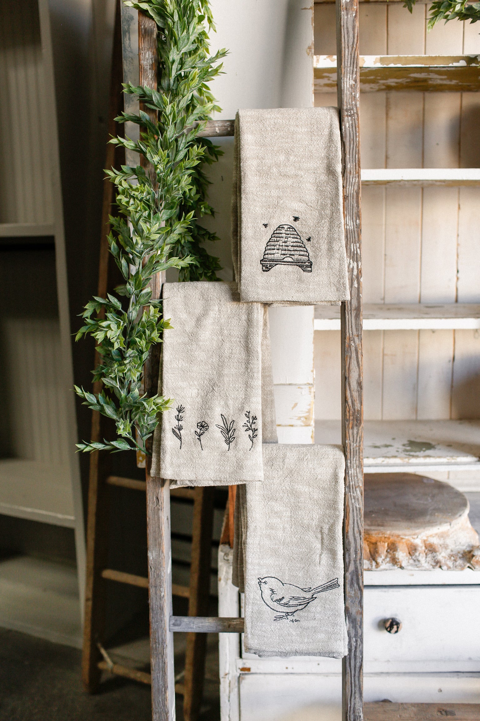 Linen Embroidered Towel (3 Styles)