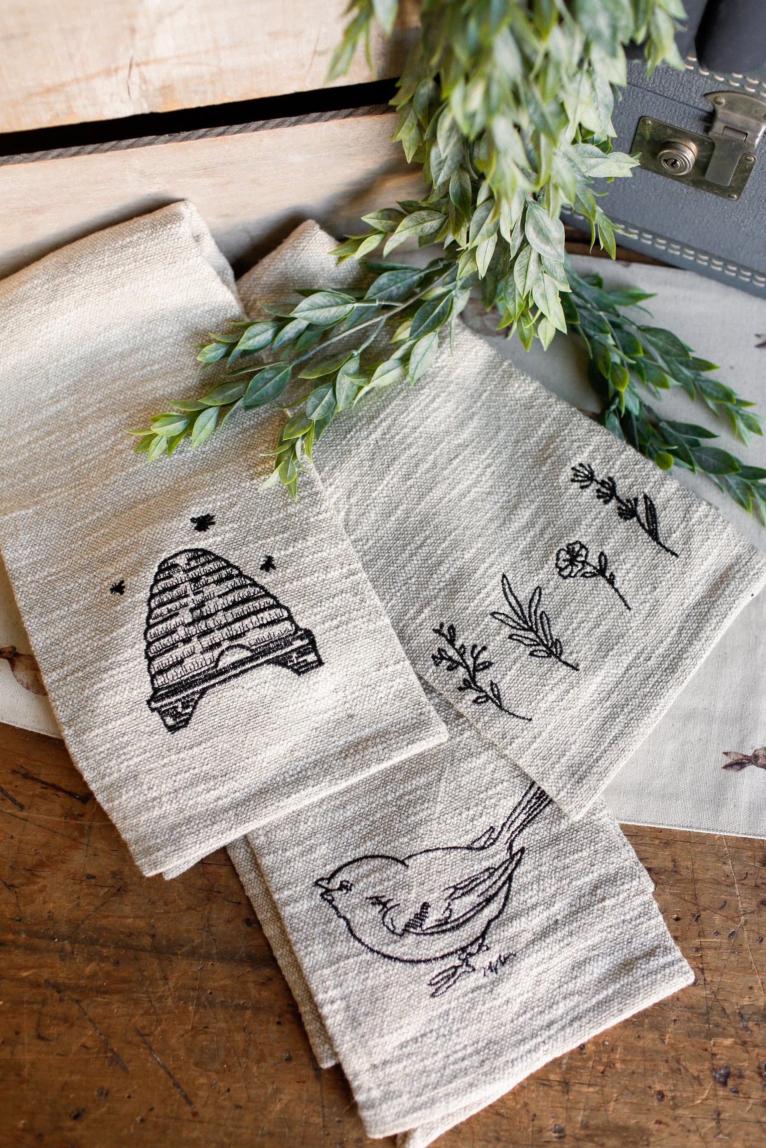 Linen Embroidered Towel (3 Styles)