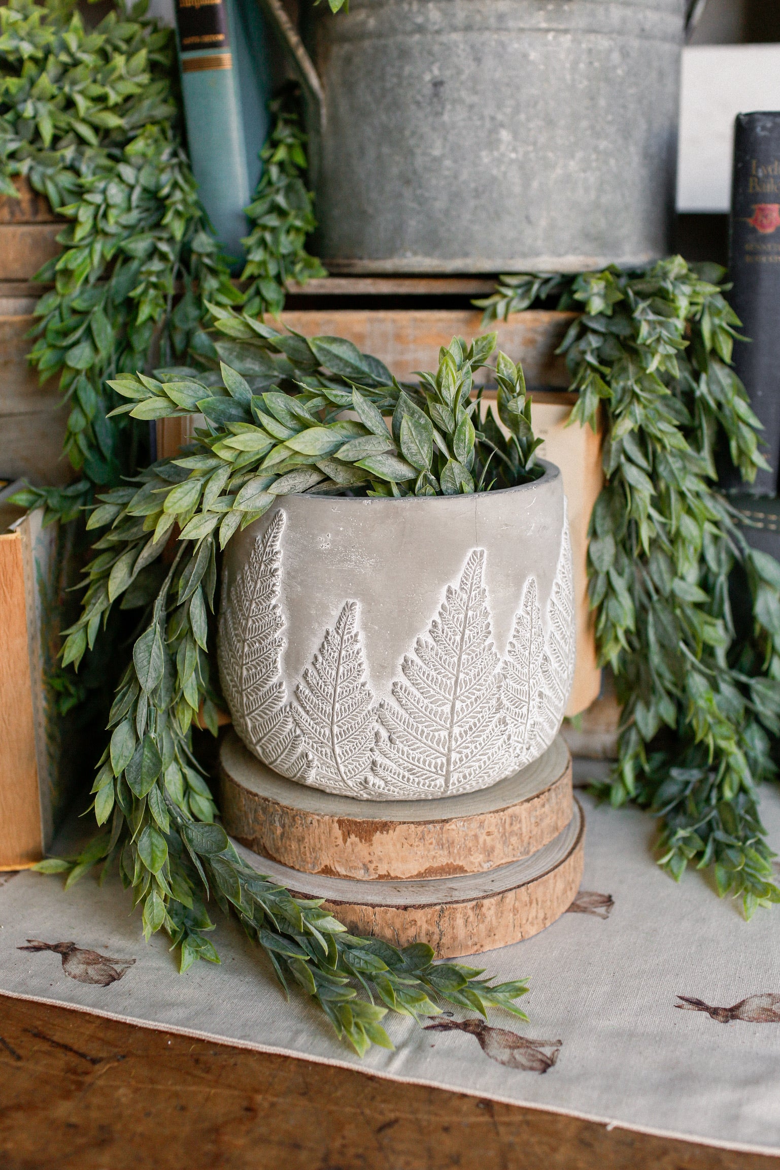 burlap plant pots Cement Botanical Planter
