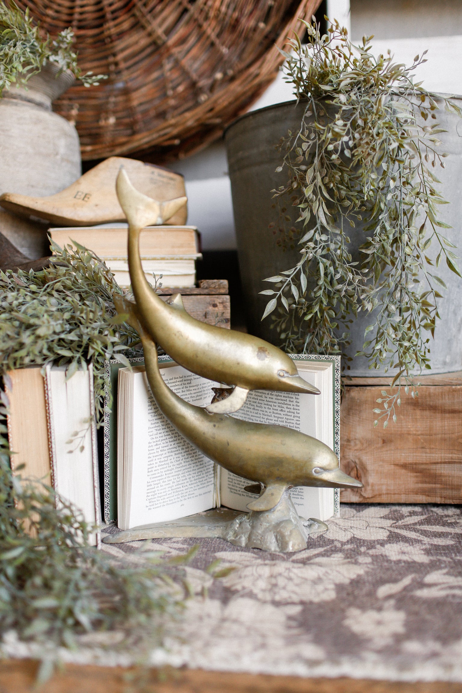 Vintage Brass Dolphin Pair Statue* | The Little Burlap Barn