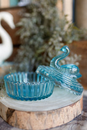 Vintage Blue Swan Candy Dish