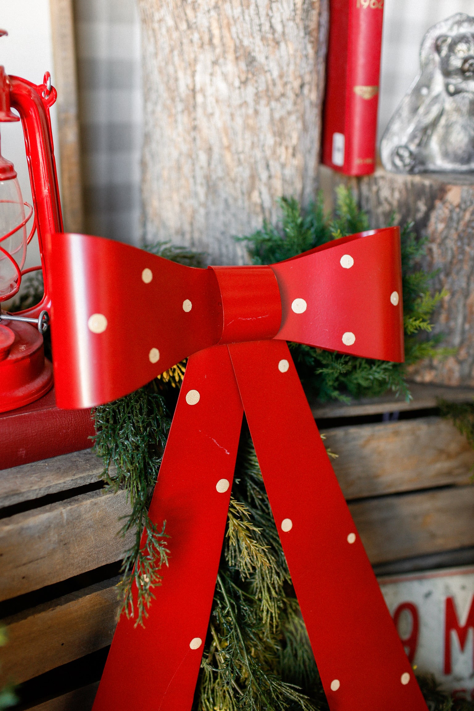 Metal Red Polka Dot Bow