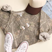 Flying Mallard Ducks Embroidered Camo Crewneck Sweatshirt Fashion City