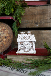 Mini White Lighted Gingerbread House