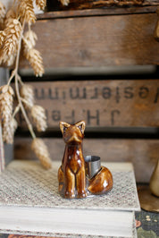 Stoneware Fox Taper Holder