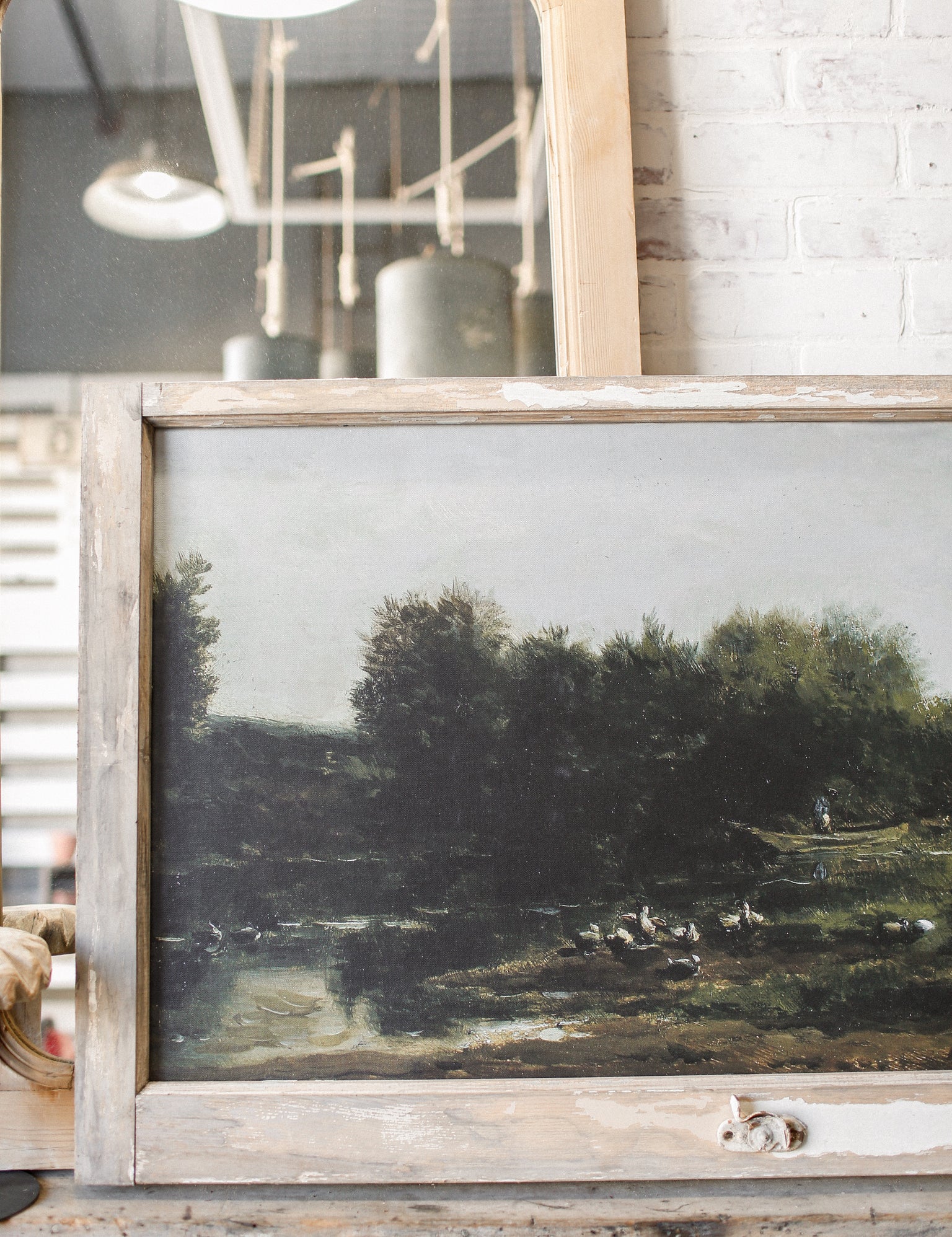 Salvaged Framed River Landscape Canvas The Little Burlap Barn®