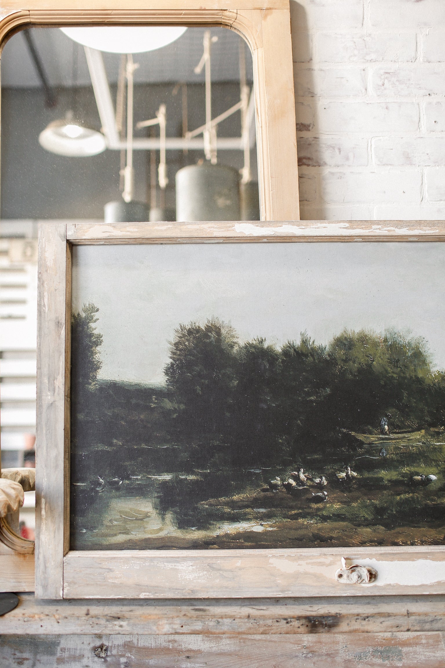 Salvaged Framed River Landscape Canvas The Little Burlap Barn®