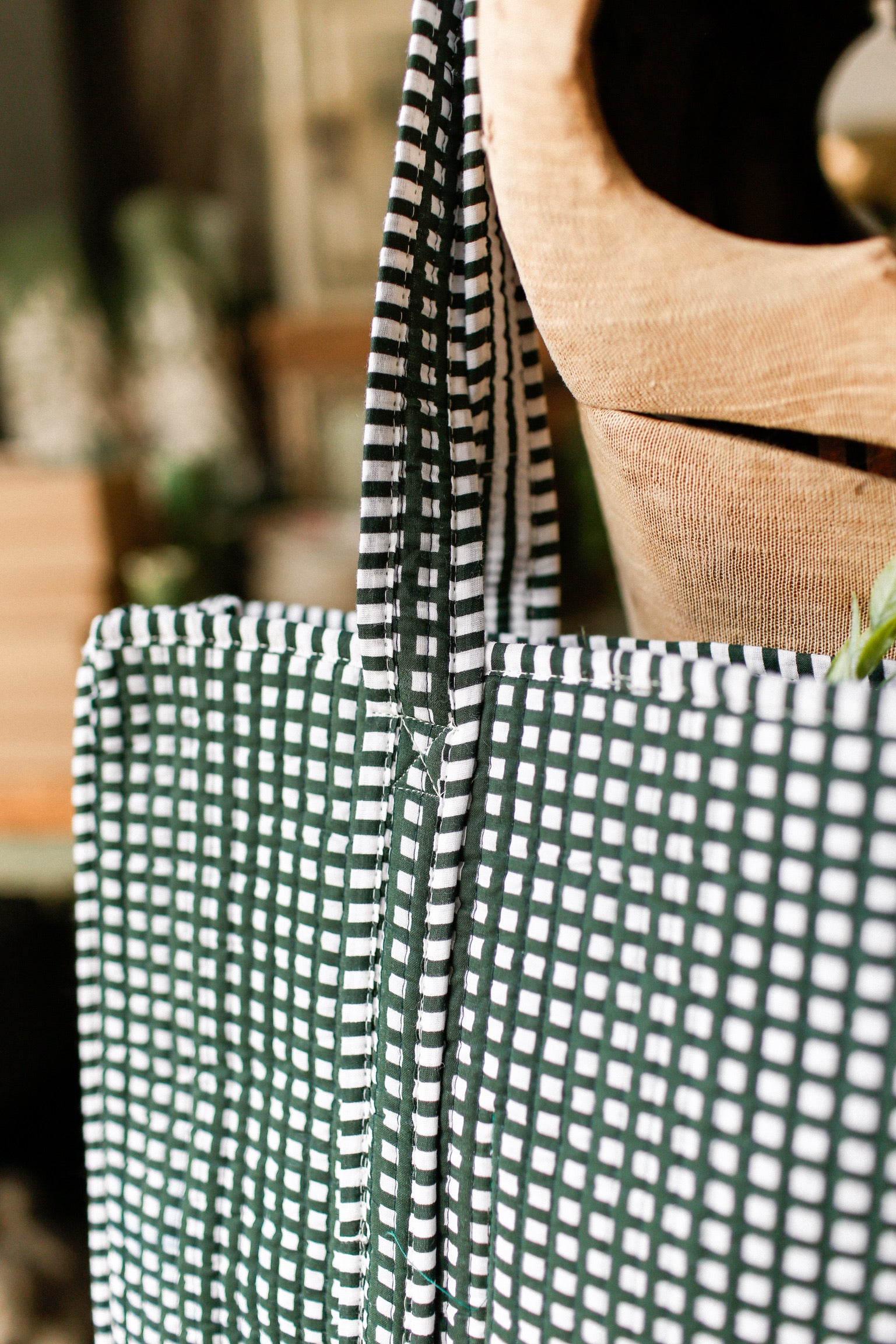 Green Check Tote Bag The Little Burlap Barn®