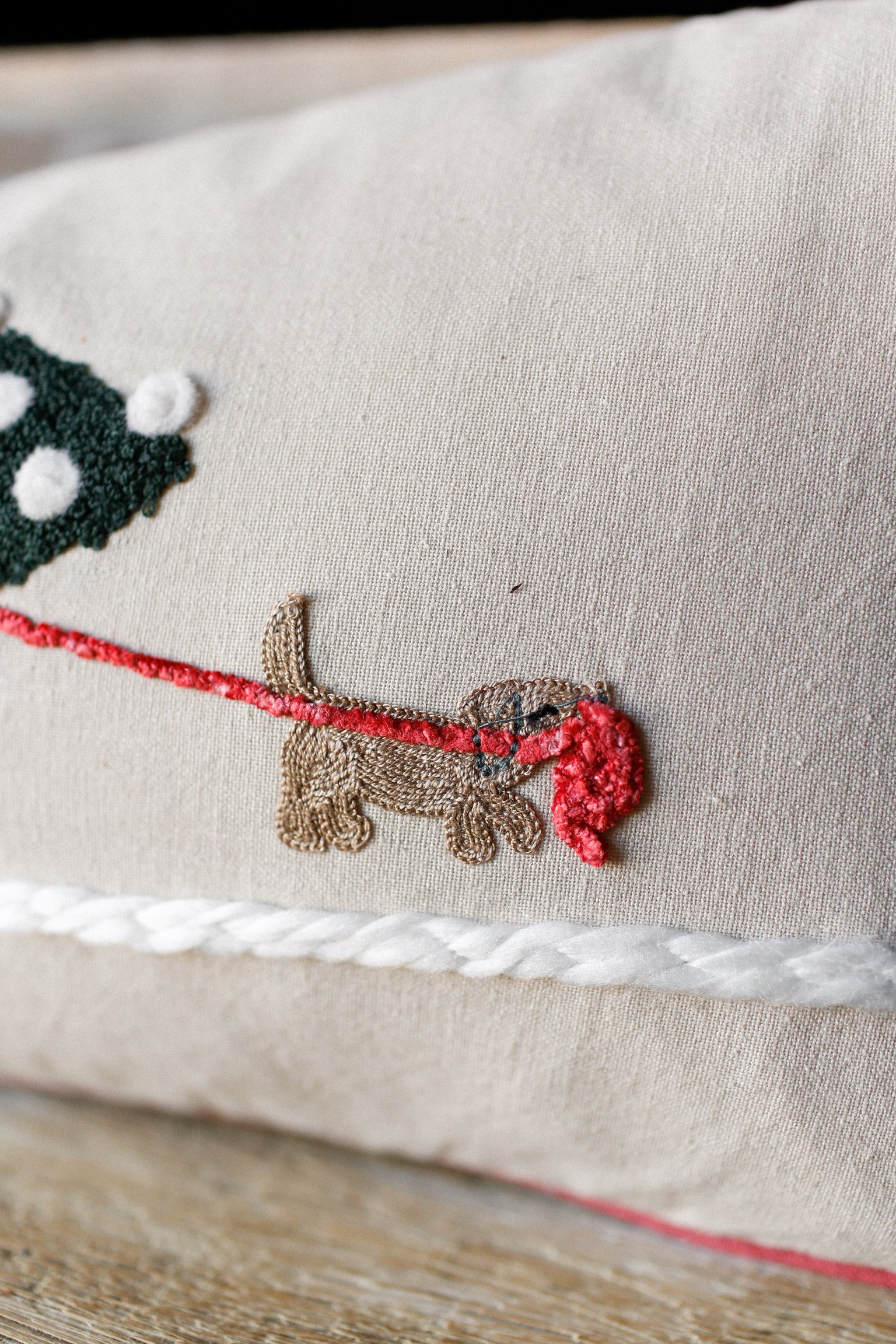 Embroidered Dog Sled Pillow