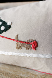 Embroidered Dog Sled Pillow
