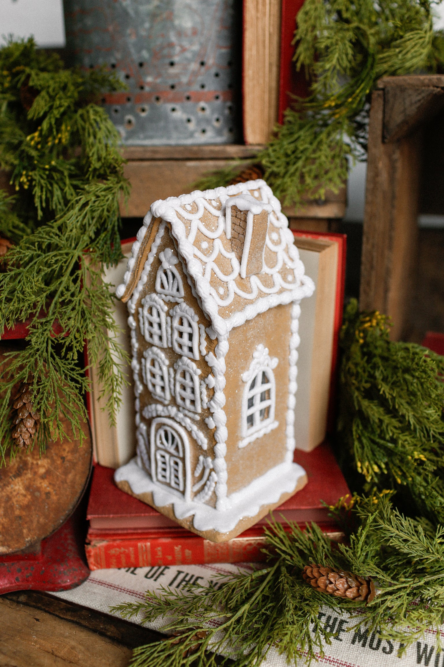 Tall White Icing Gingerbread House