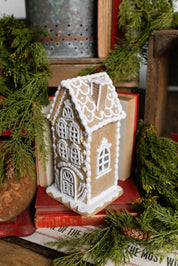 Tall White Icing Gingerbread House