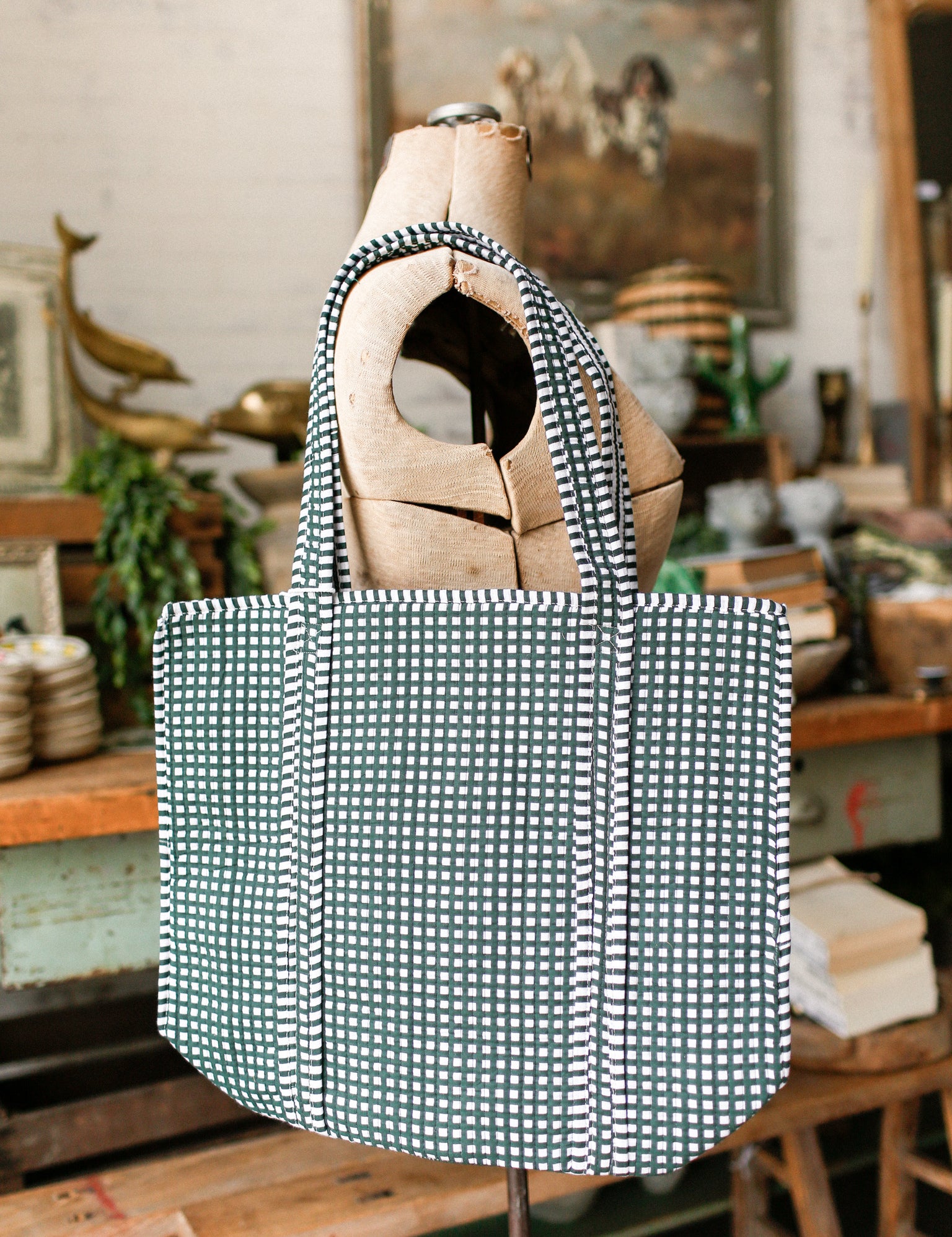 Green Check Tote Bag The Little Burlap Barn®