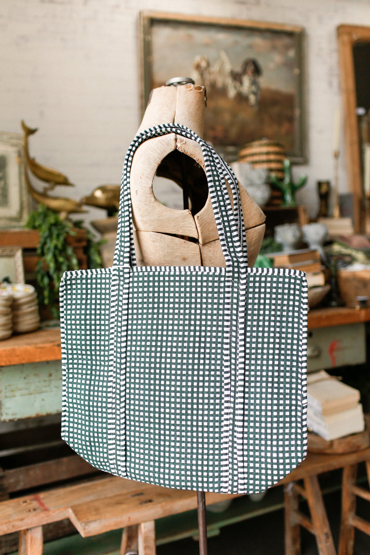 Green Check Tote Bag The Little Burlap Barn®