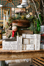 Hand-Stamped Holiday Book Stack