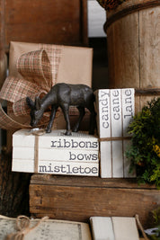 Hand-Stamped Holiday Book Stack