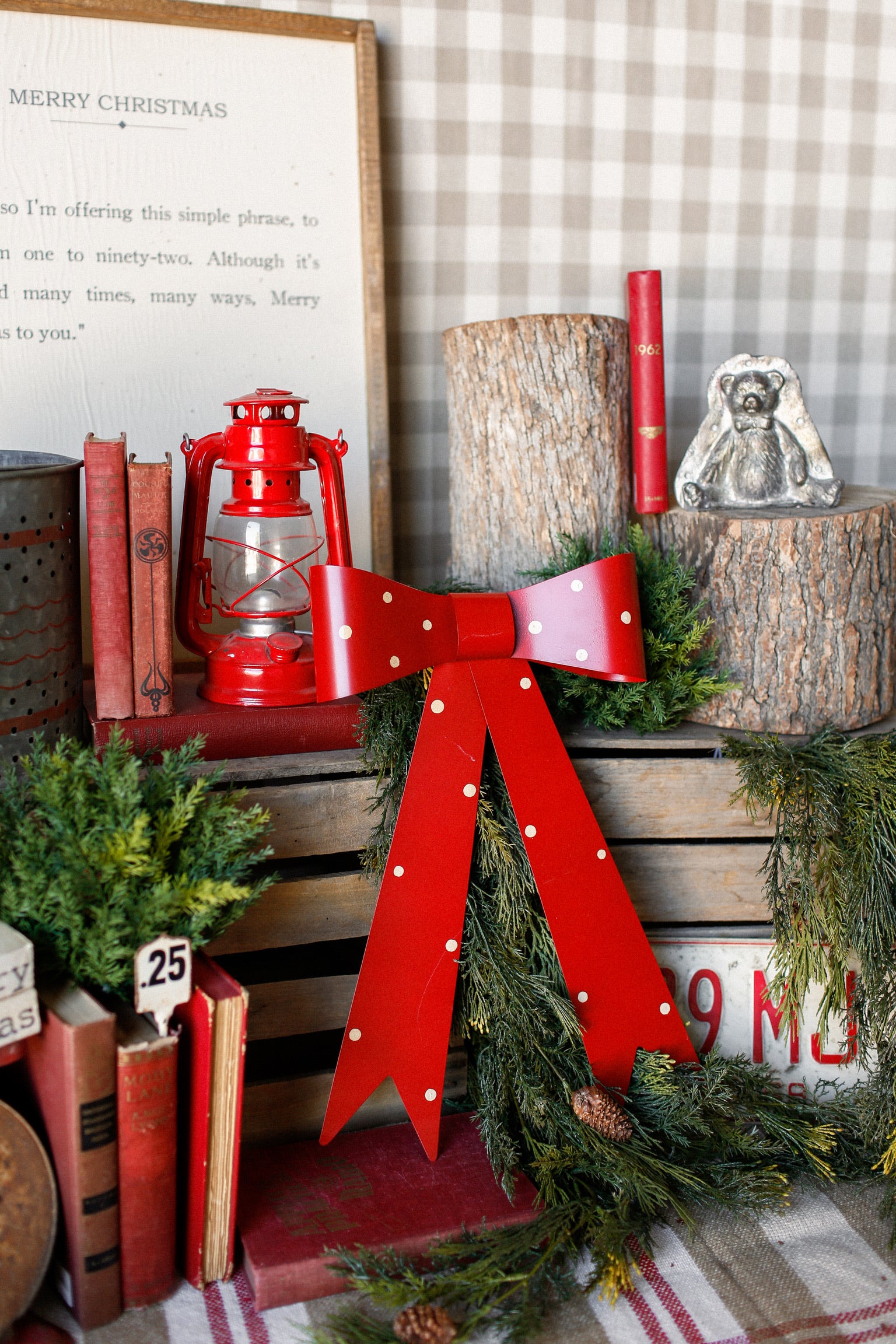 Metal Red Polka Dot Bow