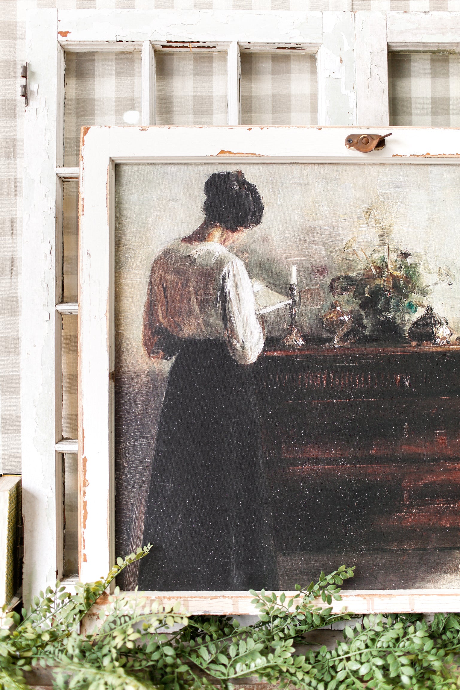 Salvaged Framed Woman Canvas