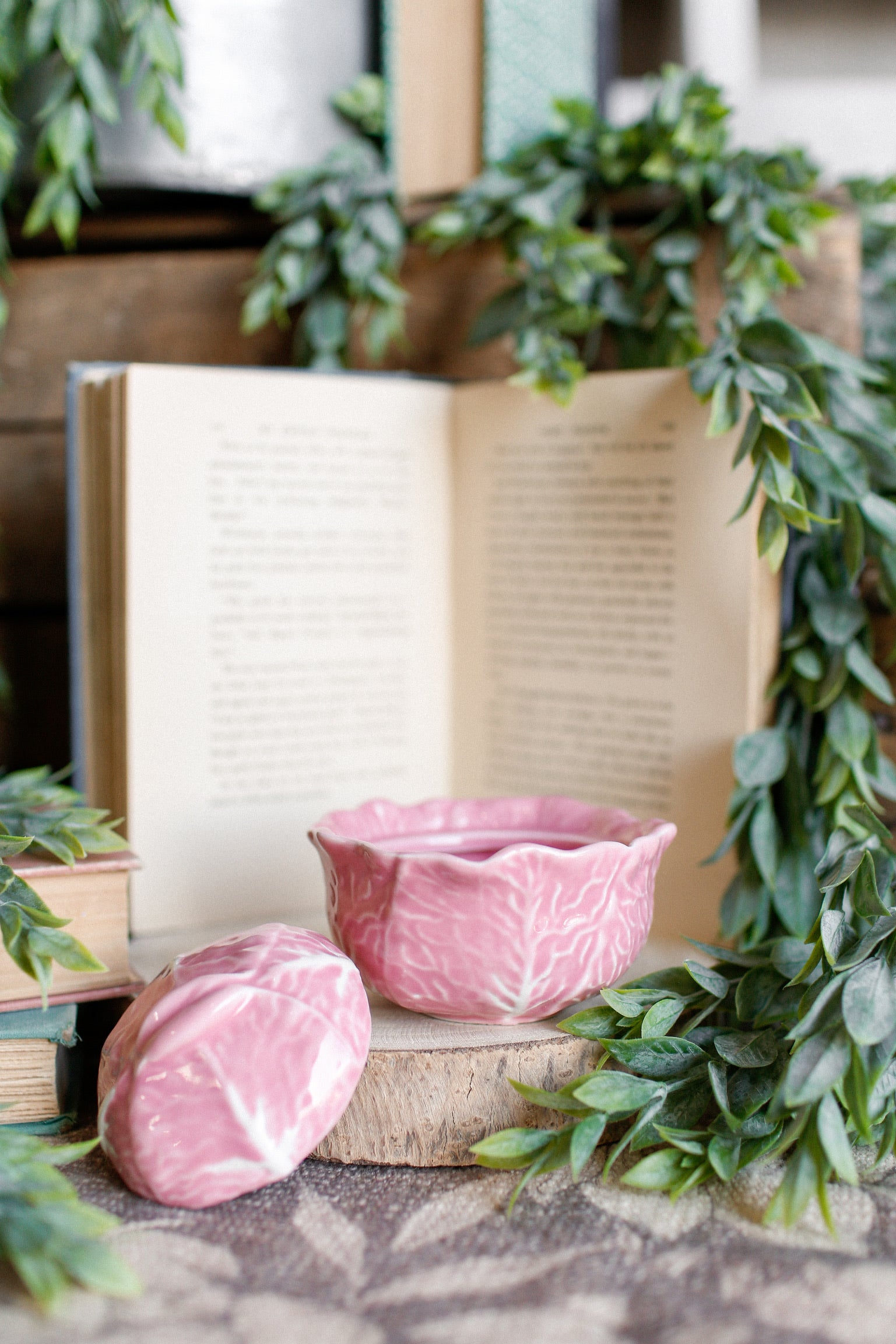 Hand-Painted Pink Cabbage Baker Dish