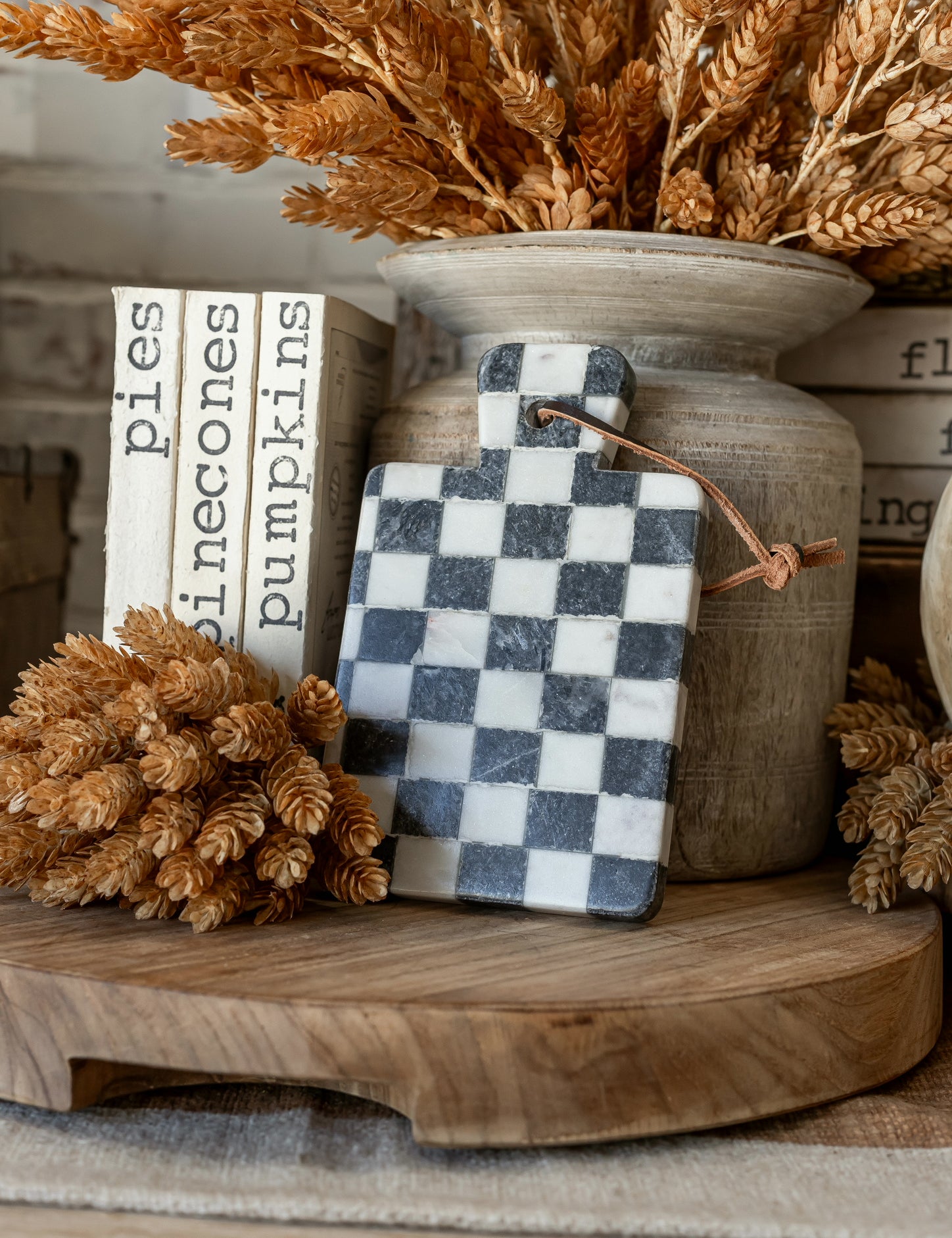Marble Check Cheese Board Creative Co-Op