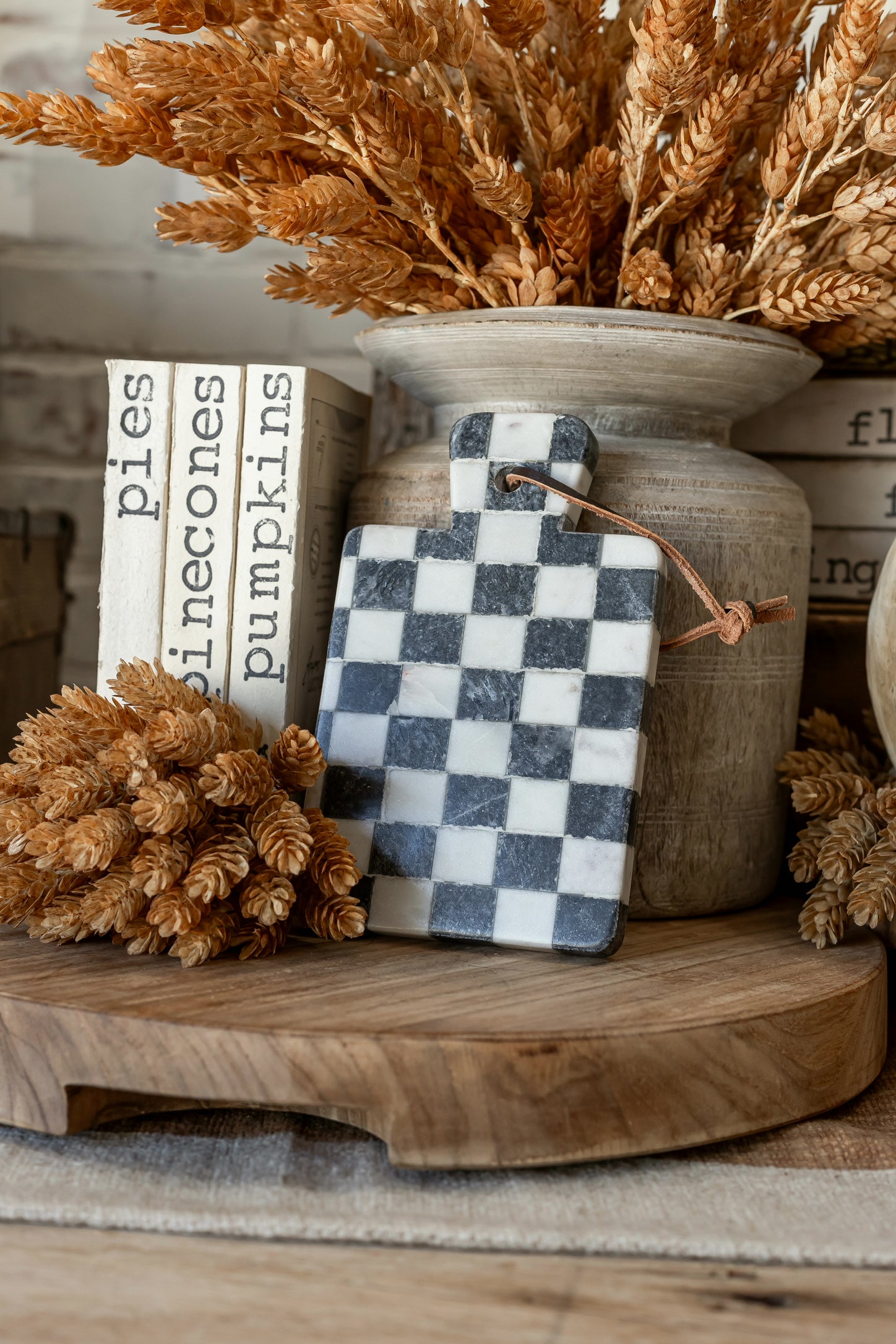 Marble Check Cheese Board Creative Co-Op