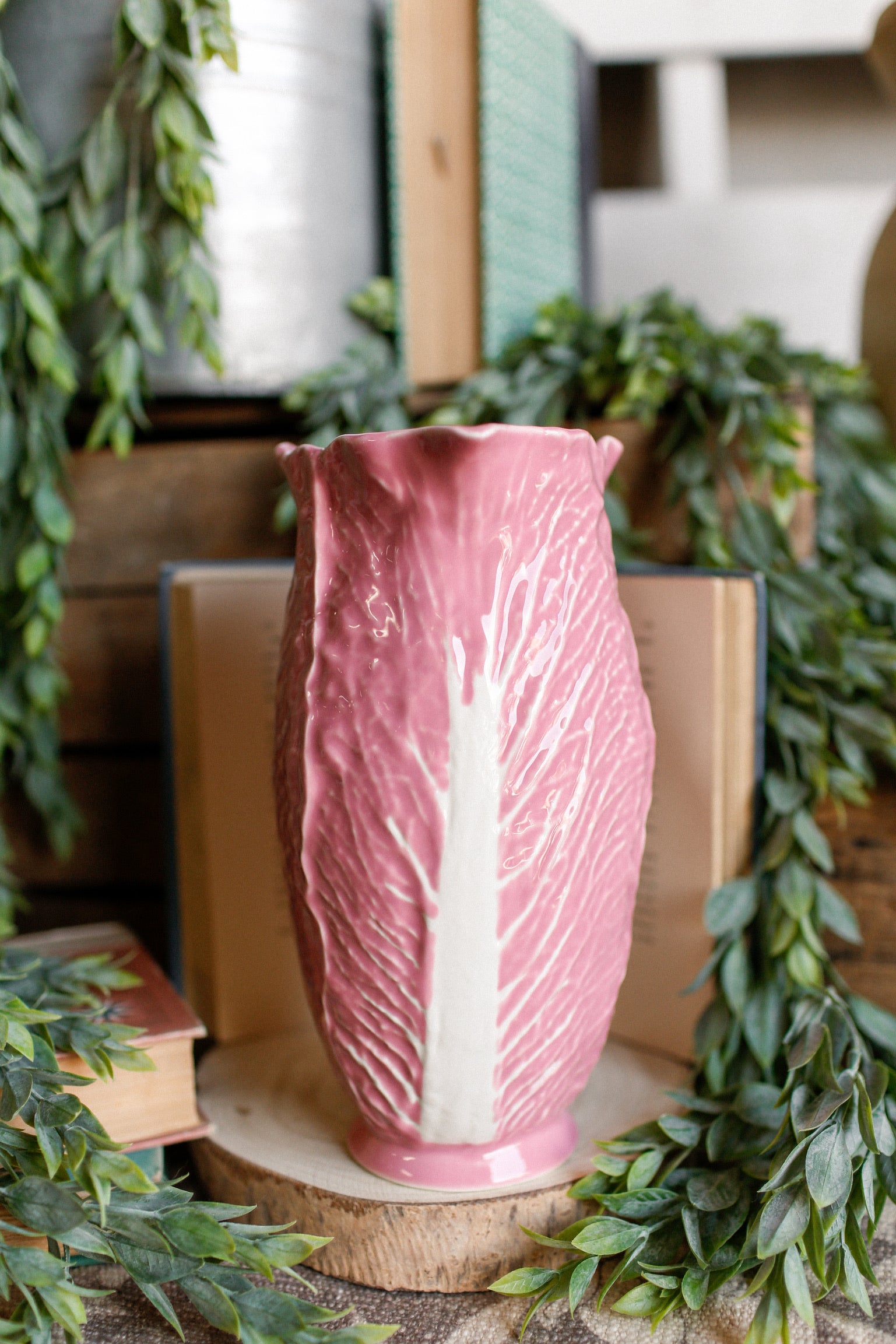 Hand-Painted Pink Cabbage Pitcher