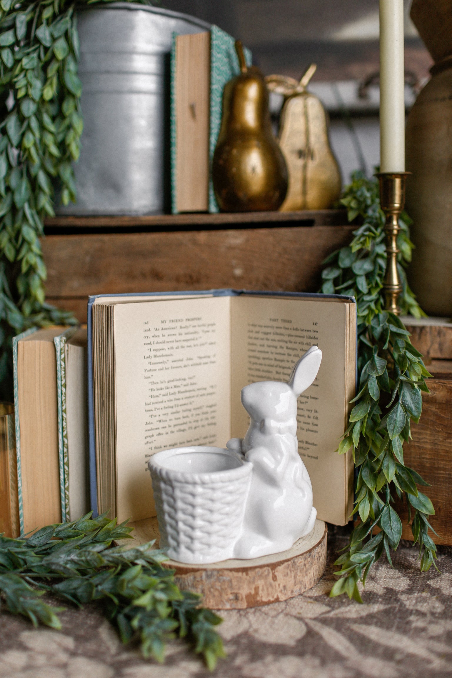 Ceramic Bunny With Basket The Little Burlap Barn®