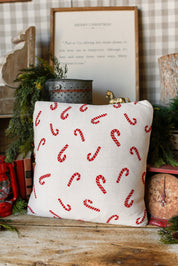 Knit Candy Cane Pillow