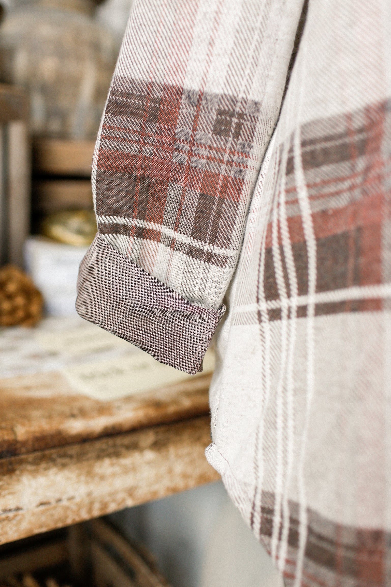 Rust Plaid Button Down