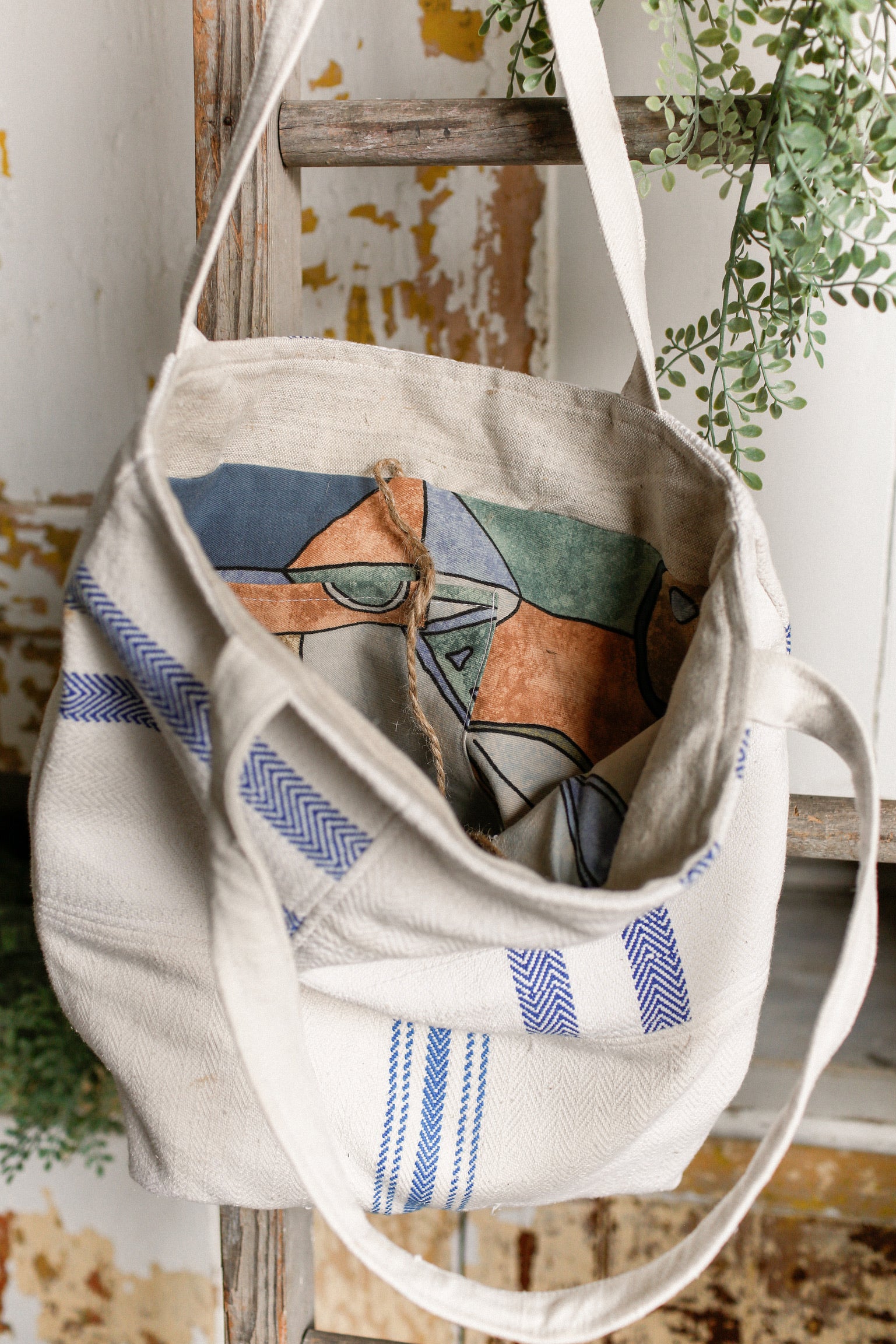 Vintage Grain Sack Tote Bag