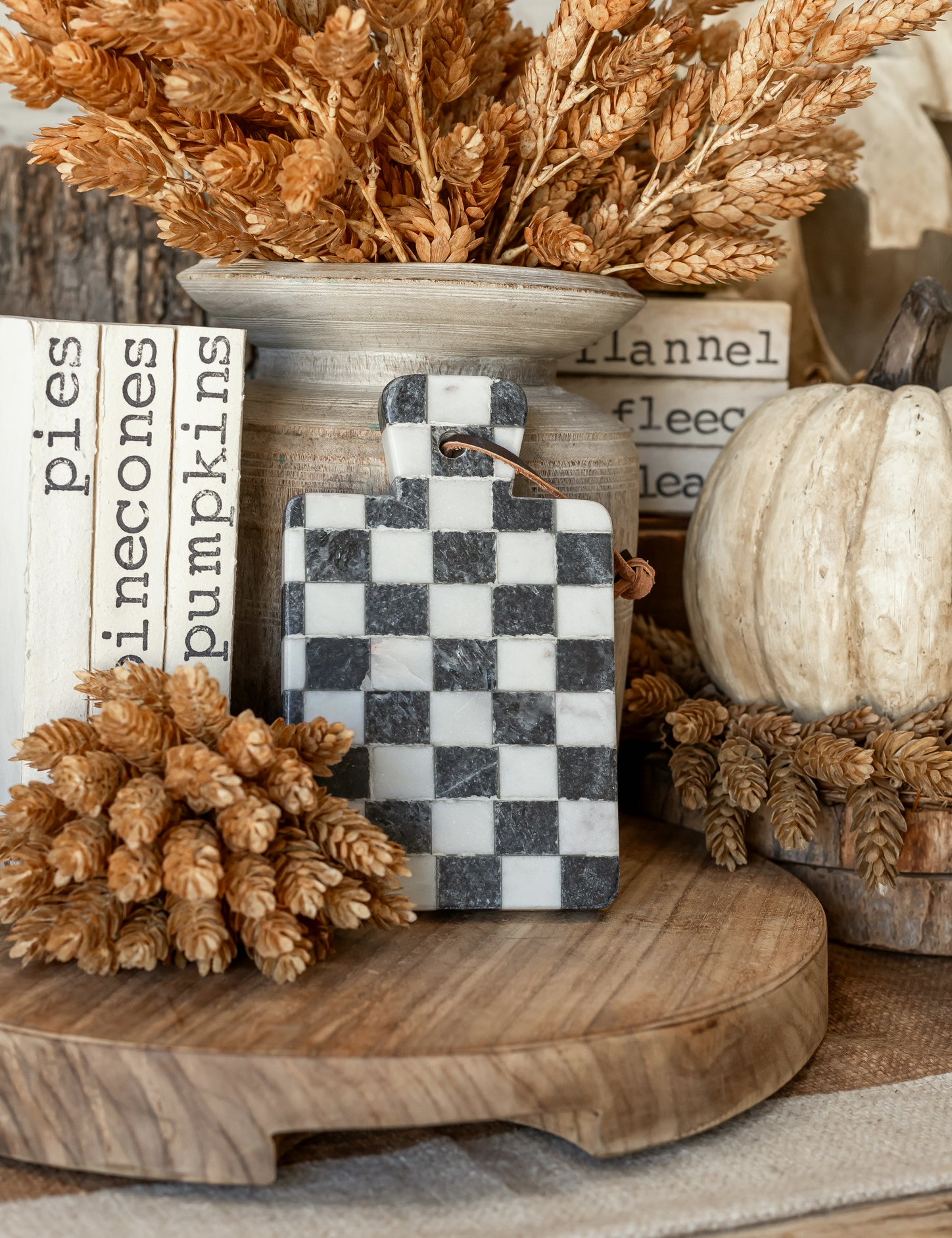 Marble Check Cheese Board Creative Co-Op