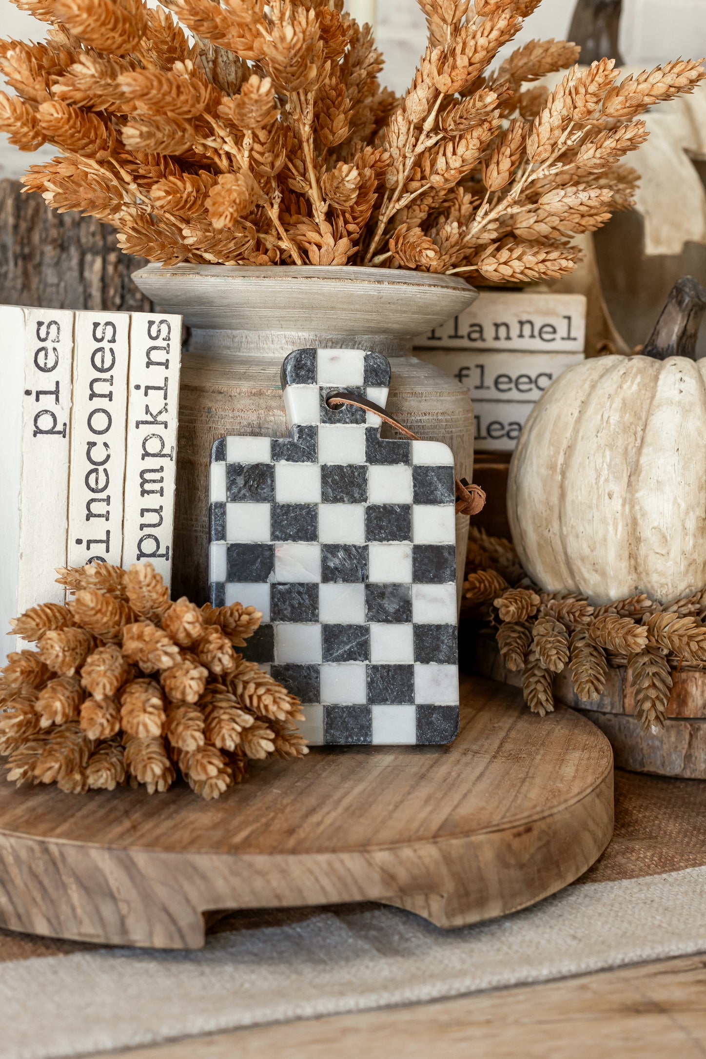 Marble Check Cheese Board Creative Co-Op