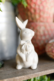 Stoneware Bunny With Bow The Little Burlap Barn®