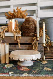 Stoneware Scalloped Cake Plate