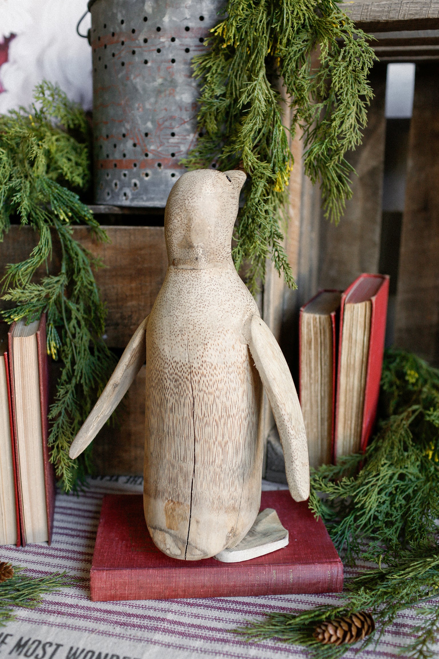 Hand Carved Wood Penguin