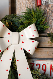 Metal Cream Polka Dot Bow