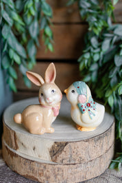 Stoneware Chick and Bunny S&P Shakers