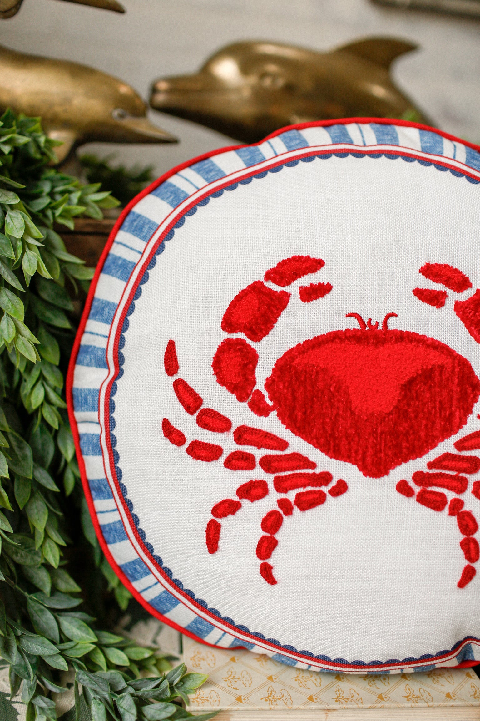 Embroidered Crab Pillow The Little Burlap Barn®