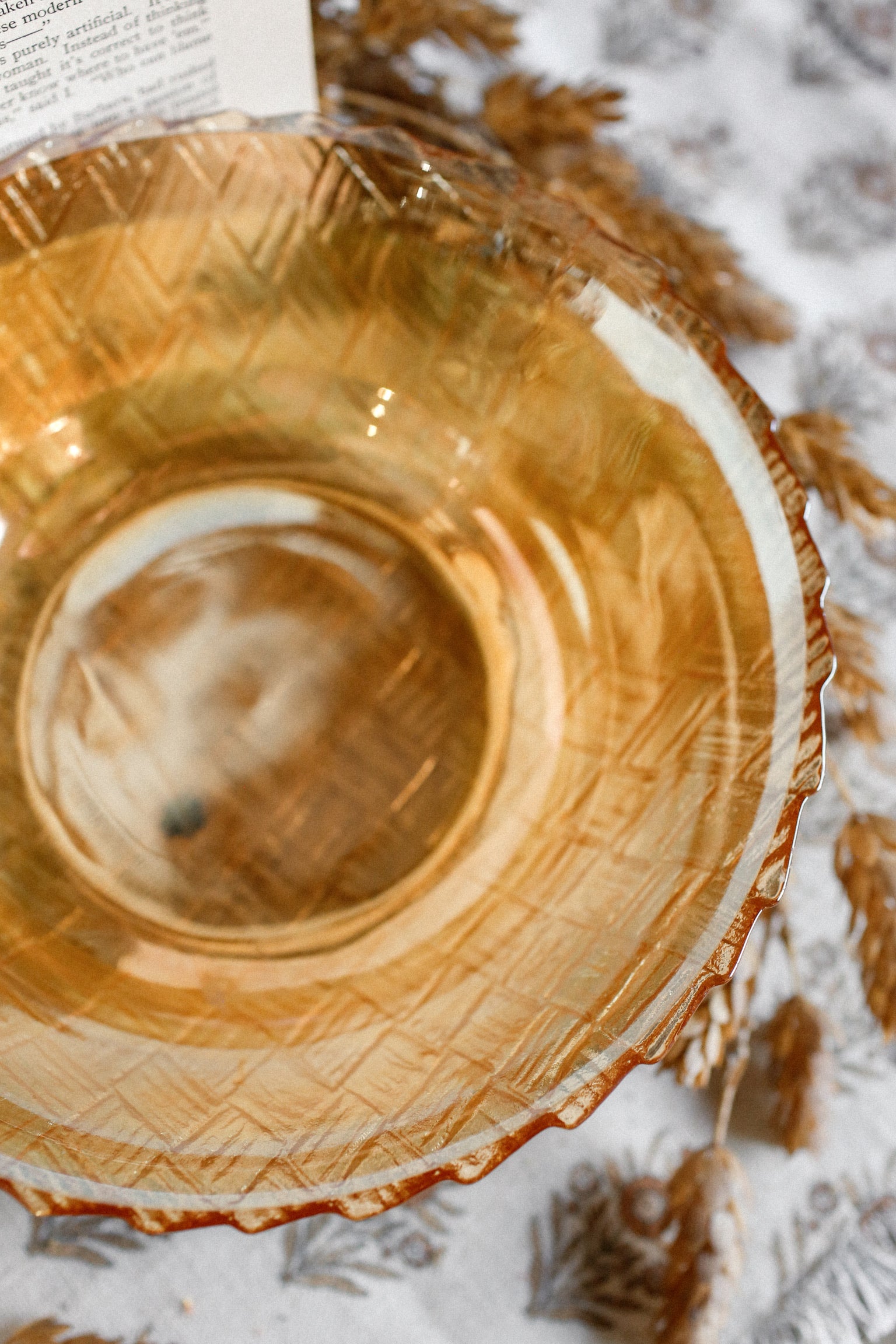 Vintage Glass Basketweave Serving Bowl