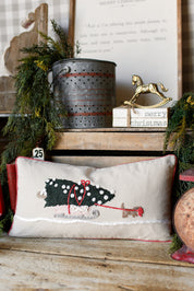 Embroidered Dog Sled Pillow