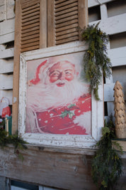 Salvaged Framed Classic Santa Canvas (A)