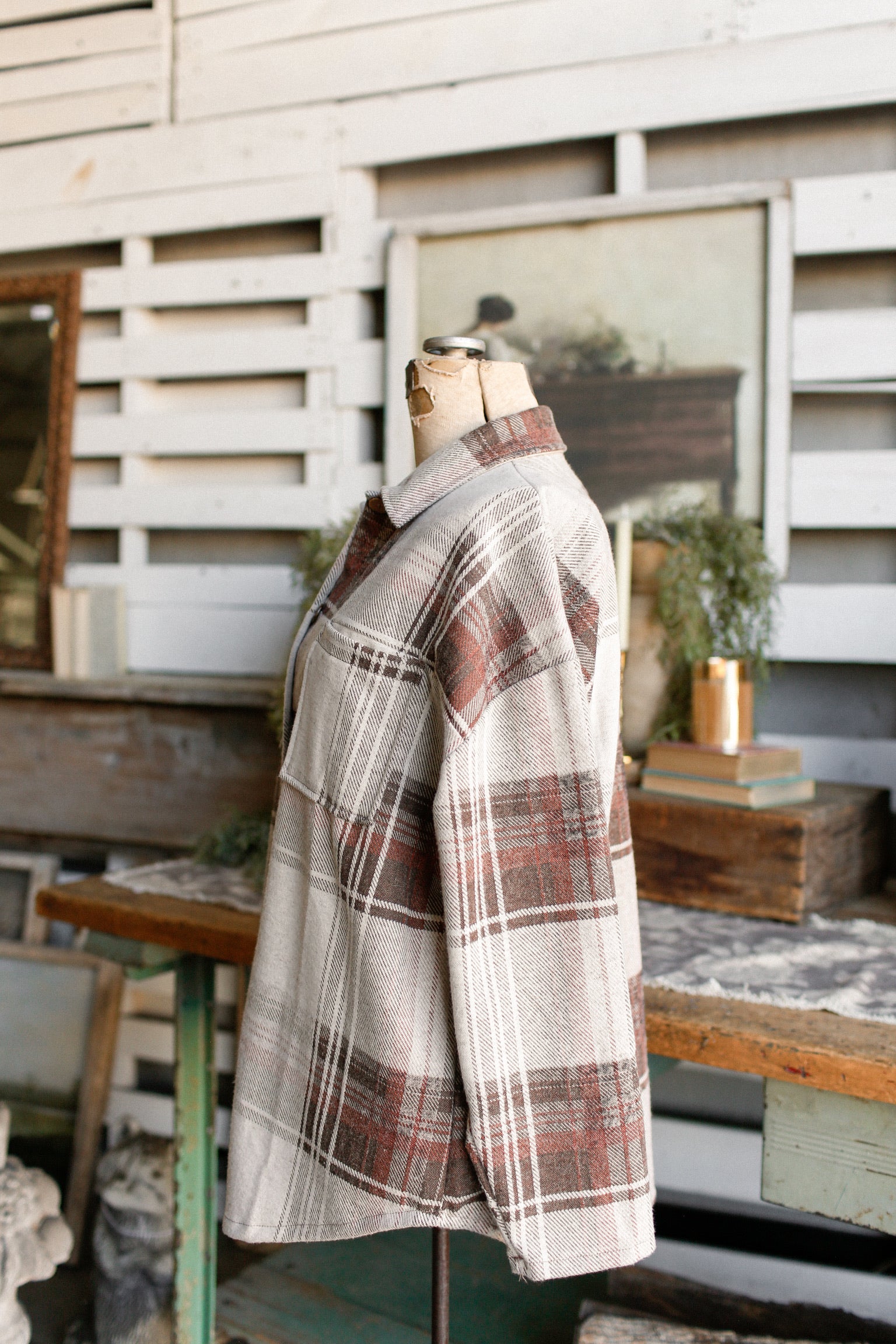 Rust Plaid Button Down