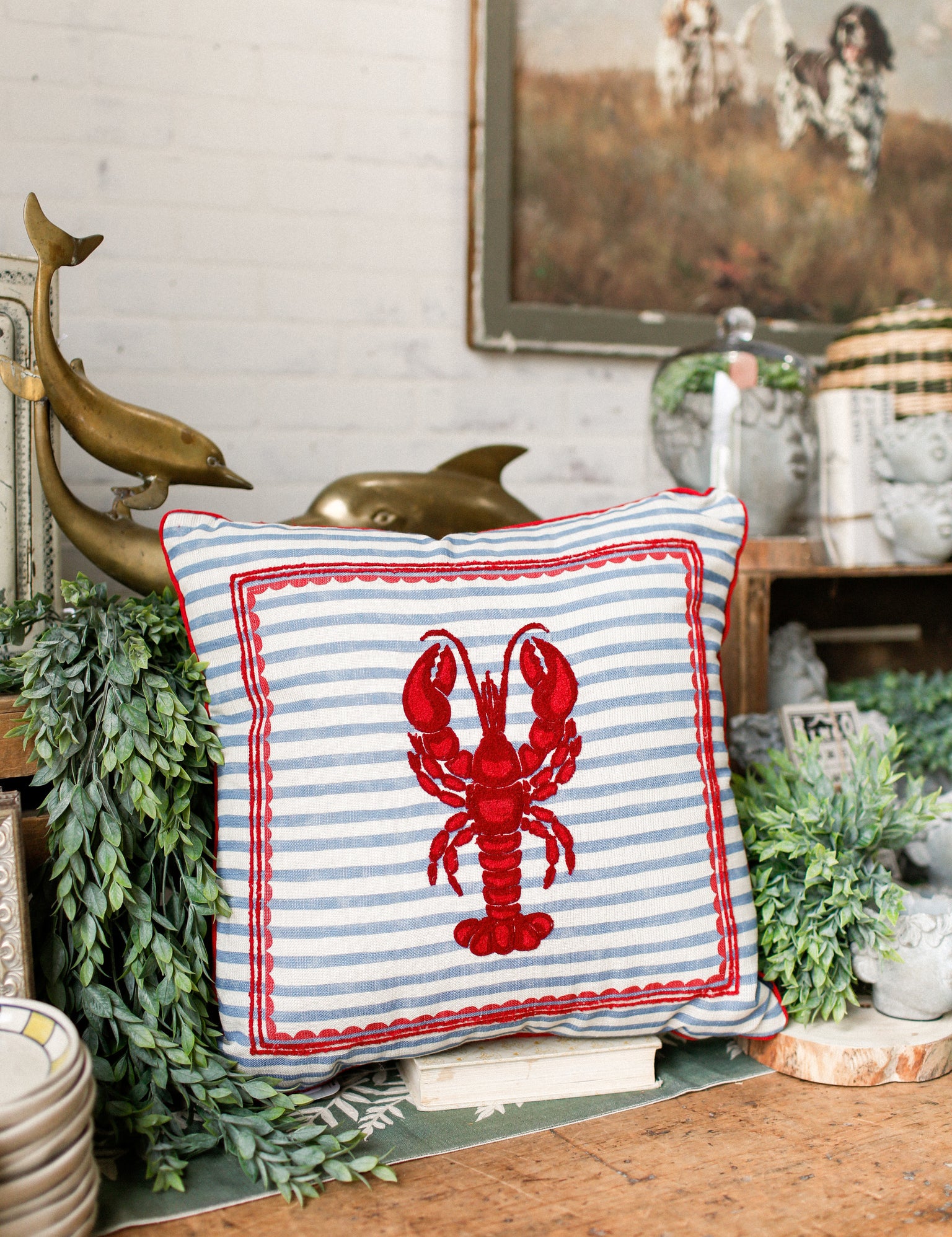 Embroidered Lobster Pillow The Little Burlap Barn®