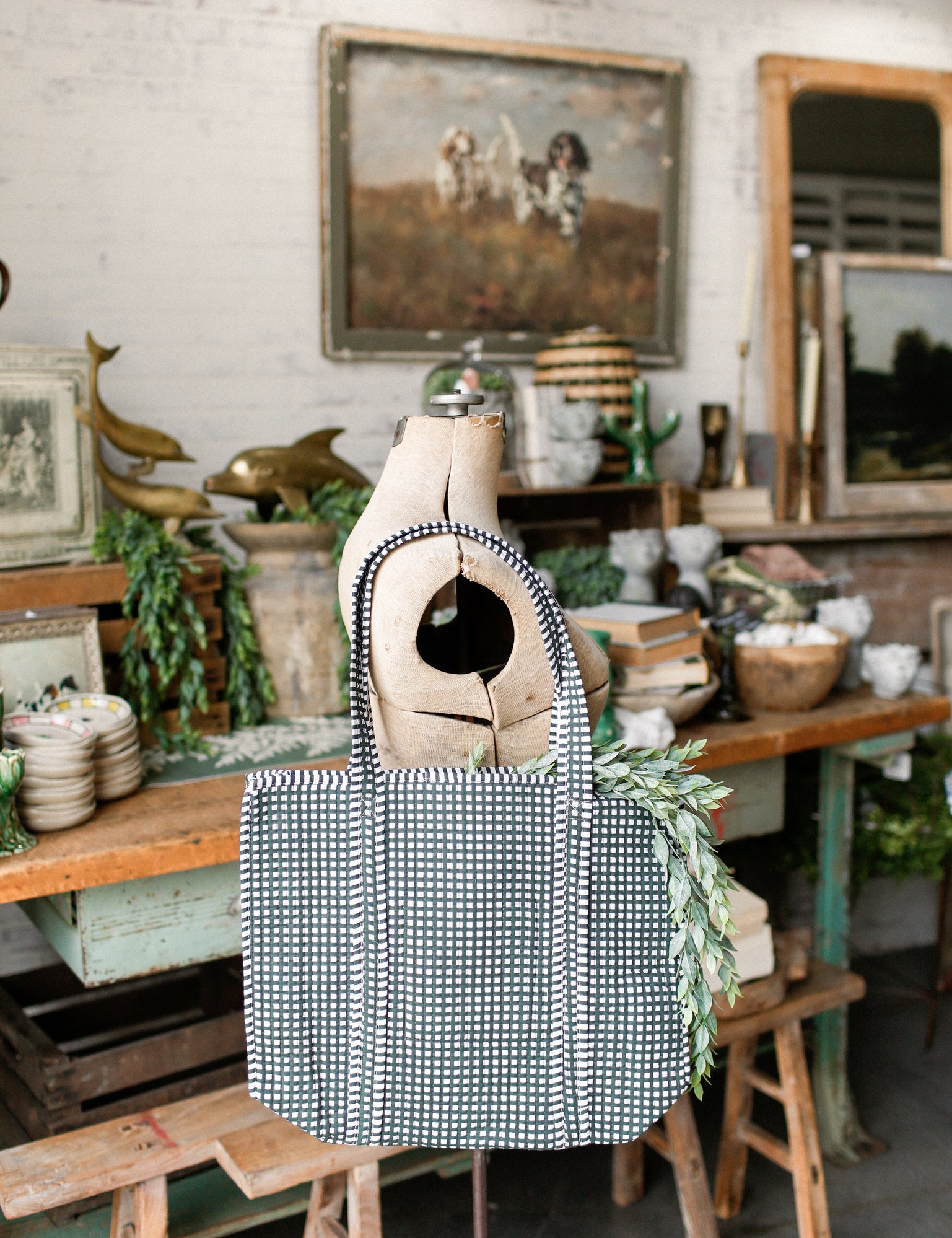 Green Check Tote Bag The Little Burlap Barn®