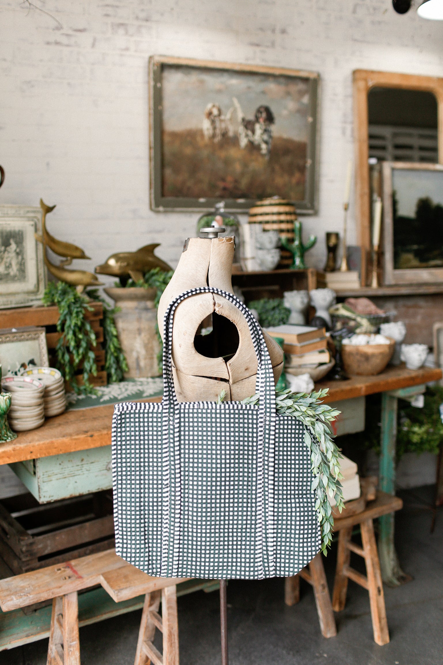 Green Check Tote Bag The Little Burlap Barn®