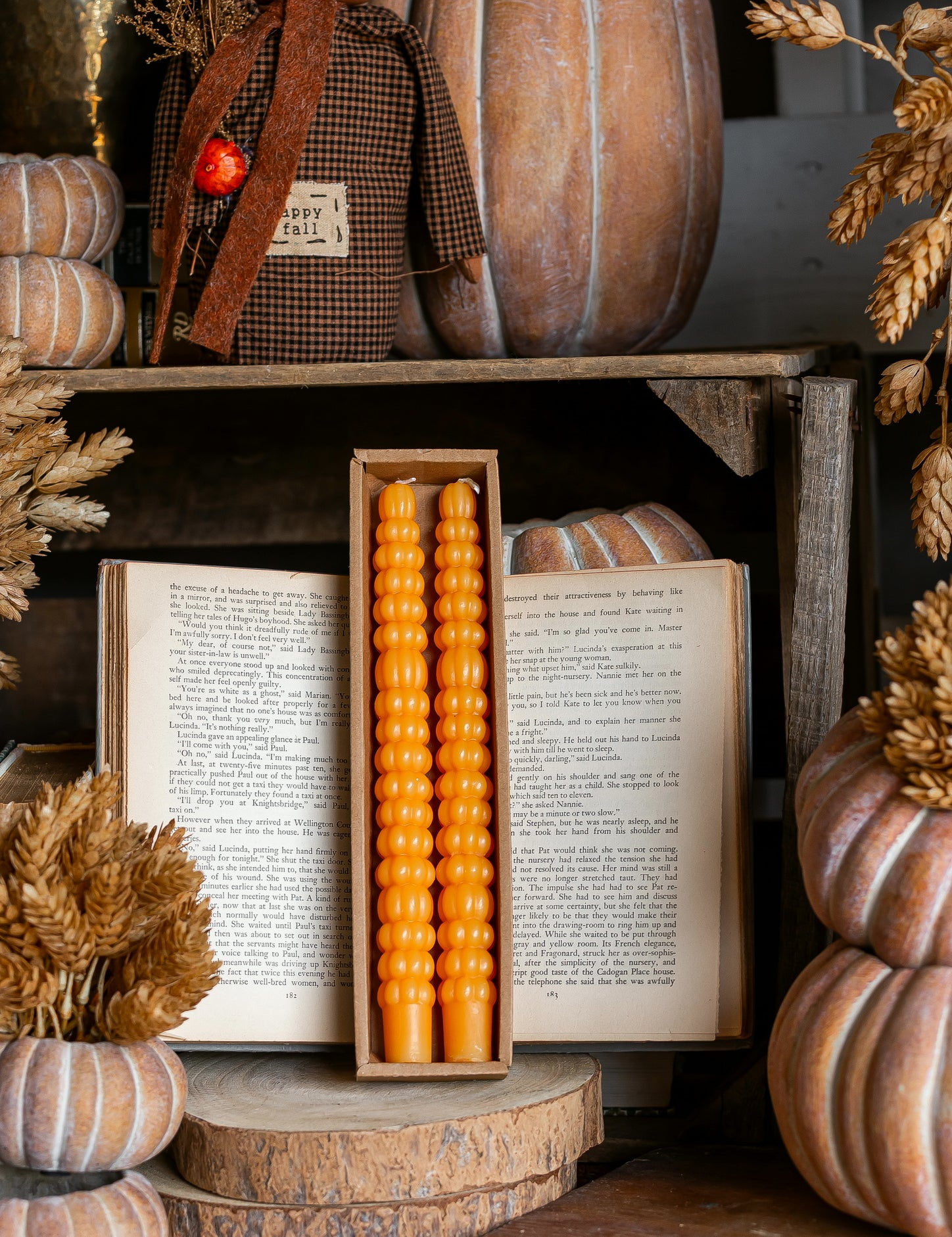 Unscented Orange Pumpkin Taper Candles Creative Co-Op