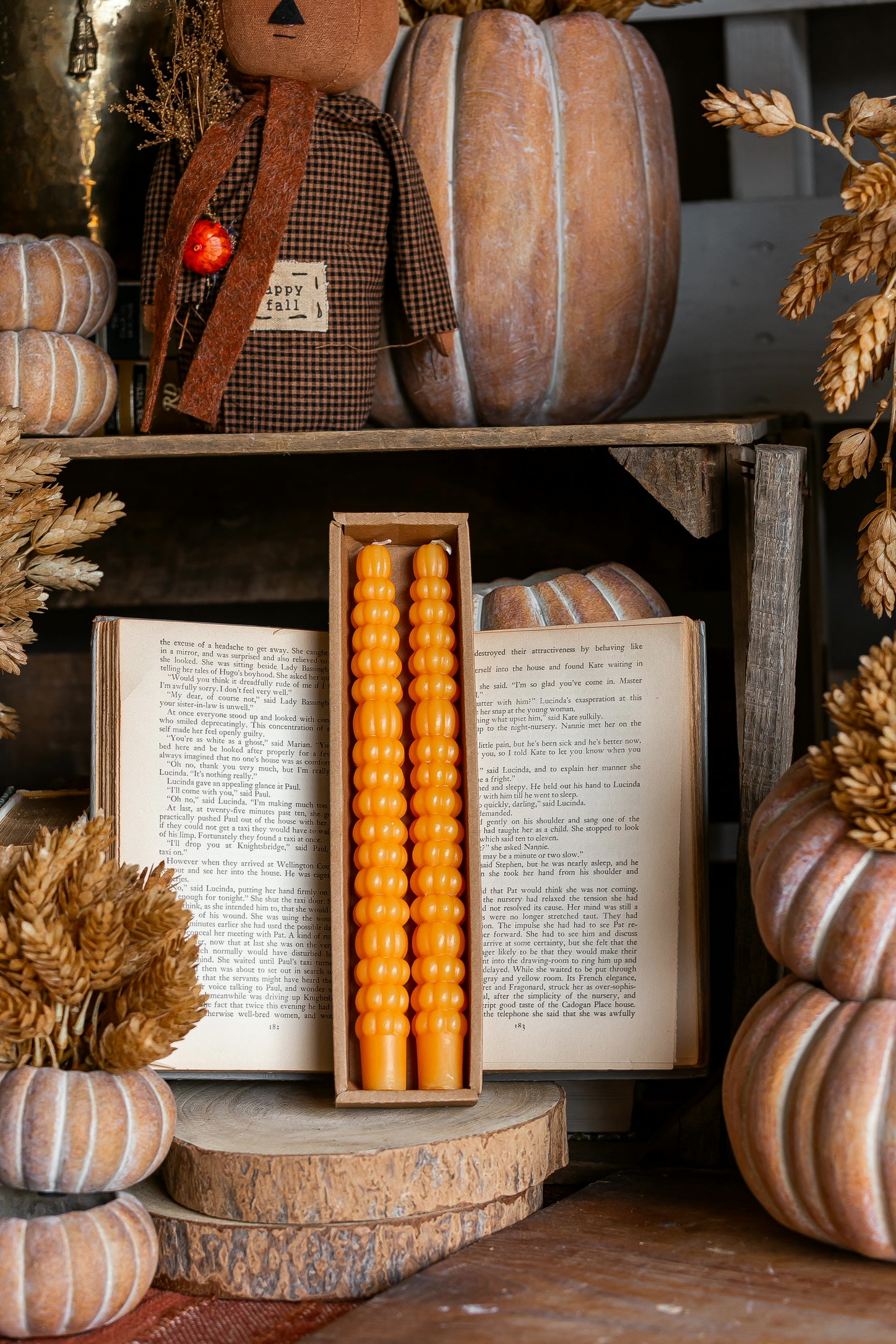 Unscented Orange Pumpkin Taper Candles Creative Co-Op