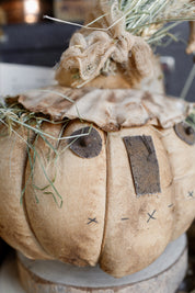 Handmade Primitive Cream Pumpkin Head