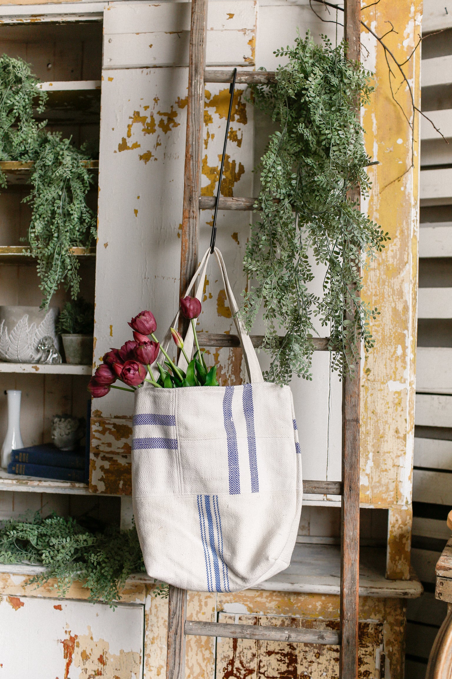 Vintage Grain Sack Tote Bag