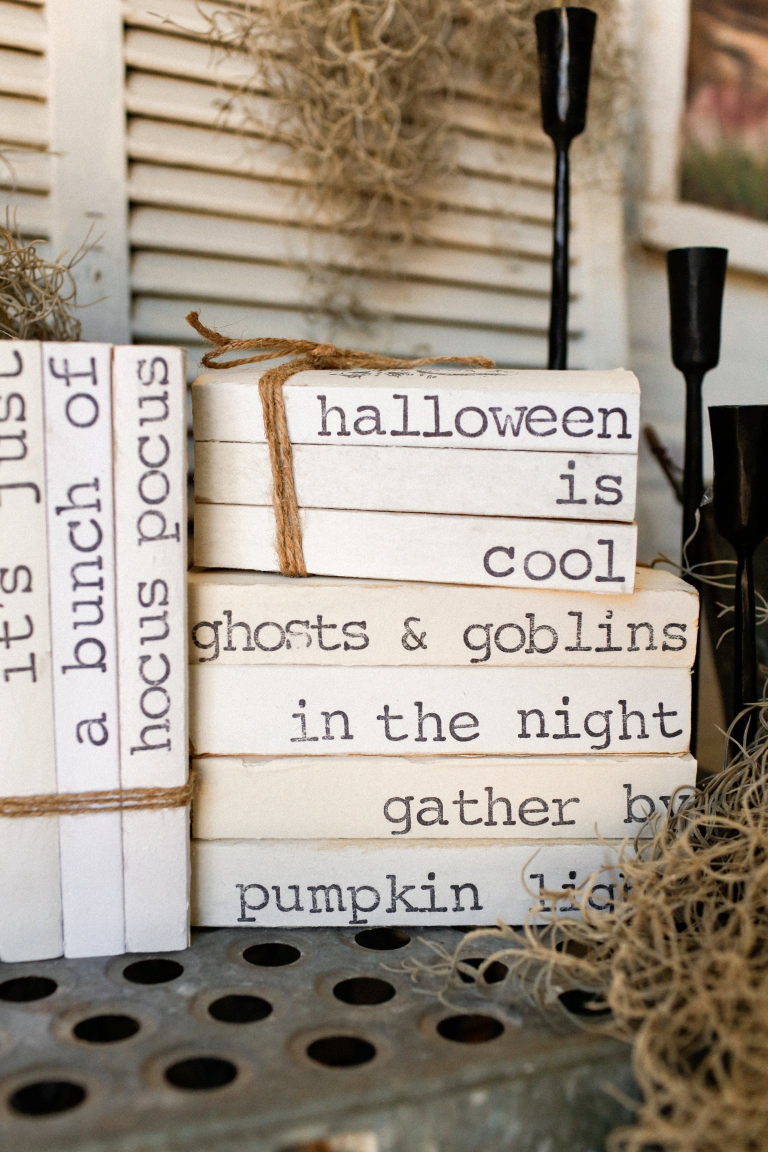 Hand-Stamped Fall Book Stack